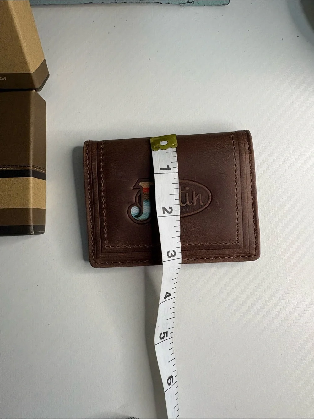 Justin Boots Brown Leather Bi-Fold Wallet with Embossed Logo
